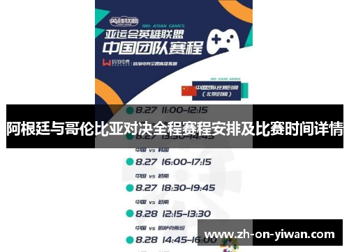 阿根廷与哥伦比亚对决全程赛程安排及比赛时间详情